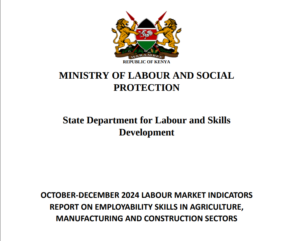 OCTOBER-DECEMBER 2024 LABOUR MARKET INDICATORS REPORT ON EMPLOYABILITY SKILLS IN AGRICULTURE, MANUFA Cover